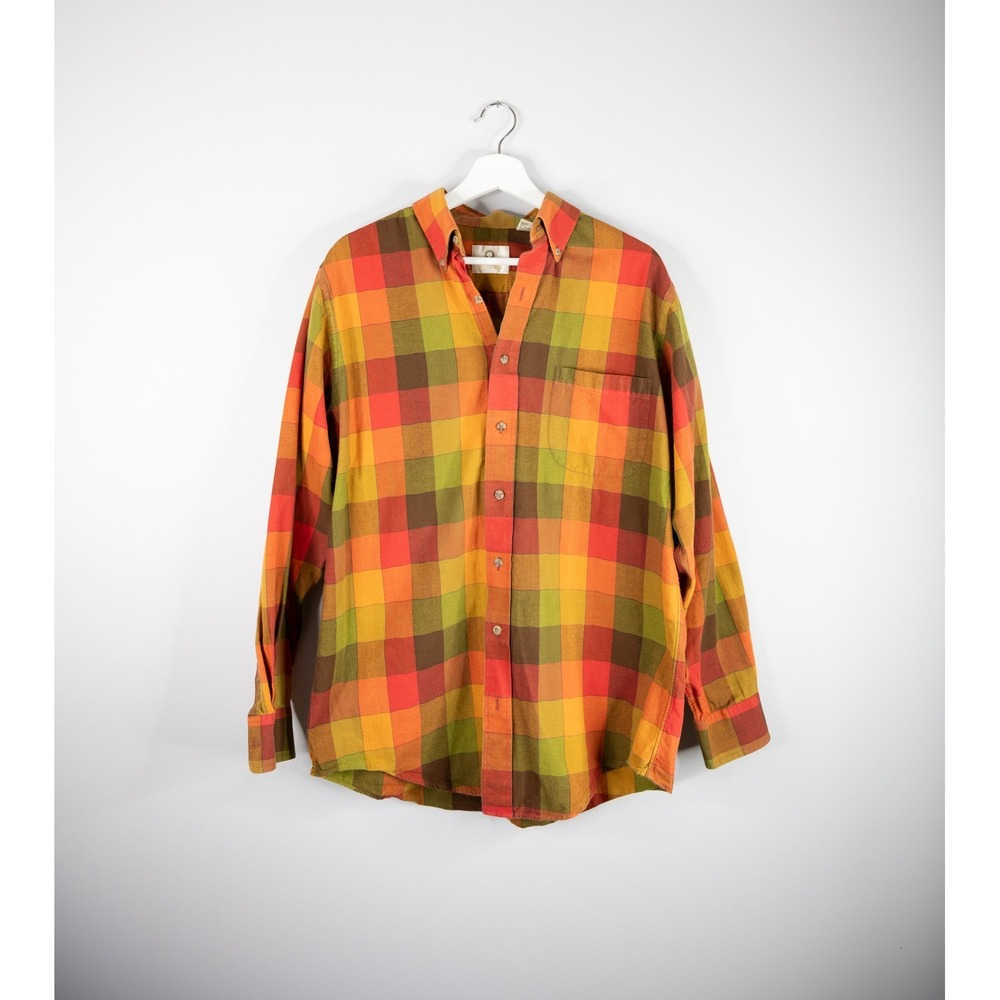 Viyella Plaid Flannel Shirt Mens M Multi Color Cotton Wool Blend Long Sleeve